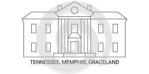 United States, Tennessee, Memphis, Graceland, travel landmark vector illustration photo