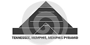 United States, Tennessee, Memphis, Memphis Pyramid, travel landmark vector illustration