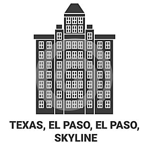 United States, Texas, El Paso, El Paso, Skyline travel landmark vector illustration