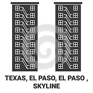 United States, Texas, El Paso, El Paso , Skyline travel landmark vector illustration