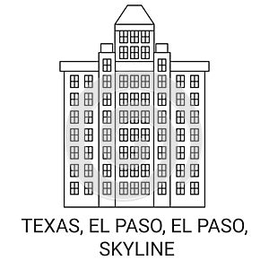 United States, Texas, El Paso, El Paso, Skyline travel landmark vector illustration