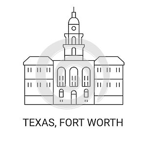 United States, Texas, Fort Worth, travel landmark vector illustration