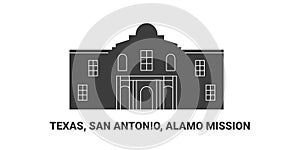 United States, Texas, San Antonio, Alamo Mission, travel landmark vector illustration photo
