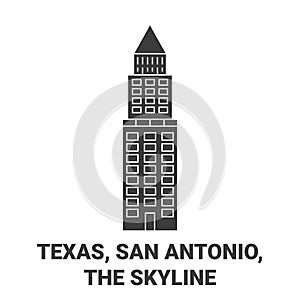 United States, Texas, San Antonio, The Skyline travel landmark vector illustration