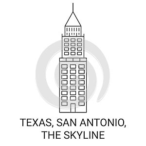 United States, Texas, San Antonio, The Skyline travel landmark vector illustration