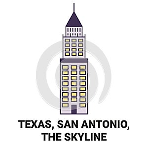 United States, Texas, San Antonio, The Skyline travel landmark vector illustration