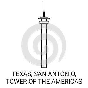 United States, Texas, San Antonio, Tower Of The Americas travel landmark vector illustration