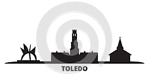United States, Toledo city skyline isolated vector illustration. United States, Toledo travel black cityscape