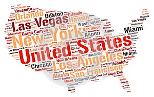 United States top travel destinations word cloud