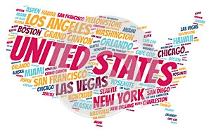 United States top travel destinations word cloud