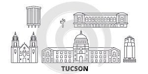 United States, Tucson line travel skyline set. United States, Tucson outline city vector illustration, symbol, travel