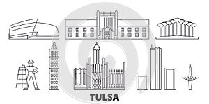 United States, Tulsa line travel skyline set. United States, Tulsa outline city vector illustration, symbol, travel