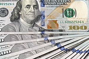 United States USD 100 Note Closeup