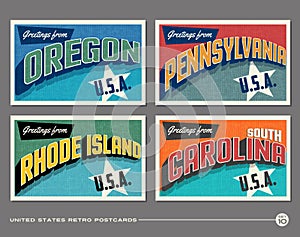 United States vintage typography postcards photo