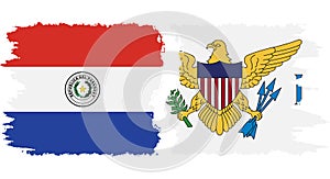 United States Virgin Islands and Paraguay grunge flags connection vector