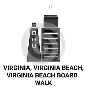United States, Virginia, Virginia Beach, Virginia Beach Boardwalk travel landmark vector illustration