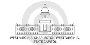 United States, West Virginia, Charleston, West Virginia , State Capitol travel landmark vector illustration