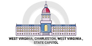 United States, West Virginia, Charleston, West Virginia , State Capitol travel landmark vector illustration