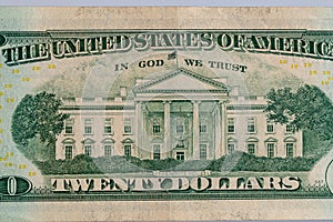 United States White House on 20 US dollars bill