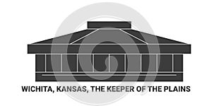 United States, Wichita, Kansas, The Keeper Of The Plains, travel landmark vector illustration