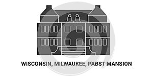 United States, Wisconsin, Milwaukee, Pabst Mansion, travel landmark vector illustration