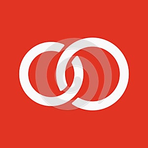 The United wedding ring icon. Marriage and glans symbol. Flat