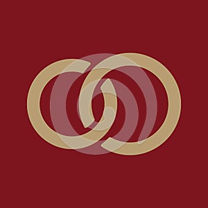 The United wedding ring icon. Marriage and glans symbol. Flat