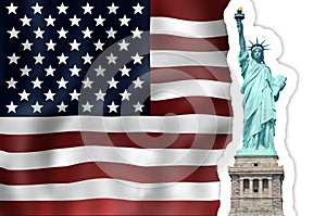 Unites States Flag Statue of Liberty