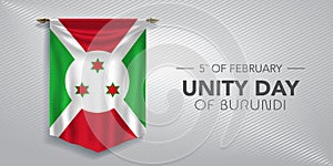 Unity day of Burundi greeting card, banner, vector illustration