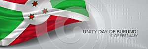 Unity day of Burundi vector banner, greeting card.