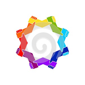 Unity in Diversity Holding Hands Star Shape Symbol
