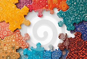 Unity in Diversity: A Symbolic Collection â Puzzle Pieces with Cultural Patterns photo