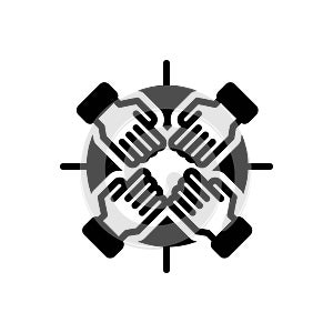 Black solid icon for Unity, oneness and union