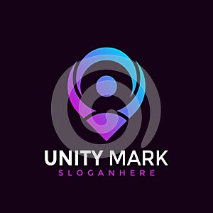 Unity Mark Location Modern Logo Icon Design Vector Illustration