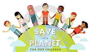 Unity of planet Earth kids concept