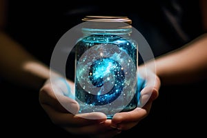Univers in the bottle, AI generated