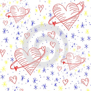 Univers of love. Cute vector seamless pattern.