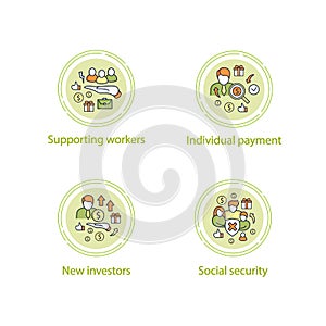 Universal basic income concept icons set