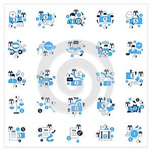 Universal basic income flat icons set