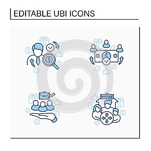 Universal basic income line icons set