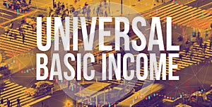 Universal Basic Income theme with a busy intersection