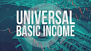 Universal Basic Income theme with US shipping port