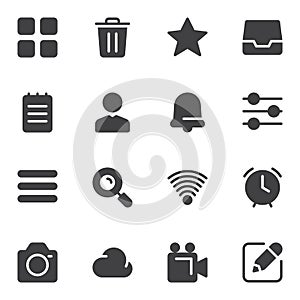 Universal basic vector icons set