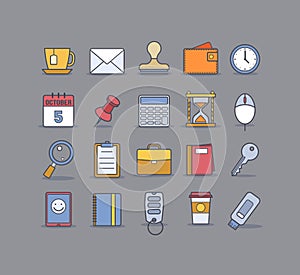 Universal Business Flat Icons For Web and Mobile. Vector illustrations for your design, site, web page, presentation