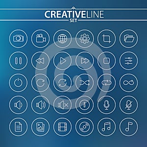 Universal circle thin icons set for Your Web and Mobile Design