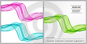 Universal Covers Design with Set Green, Blue, Pink of Wave Lines