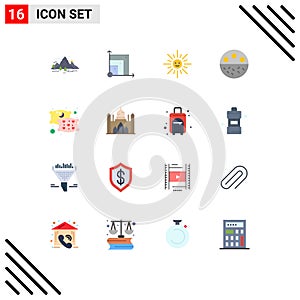16 Universal Flat Color Signs Symbols of strength, mineral, scince, calcium, spring photo
