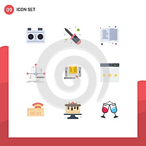 9 Universal Flat Colors Set for Web and Mobile Applications smartphone, application, read, plan, foretelling photo