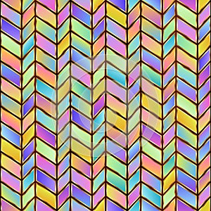 Universal Geometric Abstract Pastel Seamless Pattern of Gradient Blue, Lilac, Pink, Violet, Yellow Parallelograms with Stylized