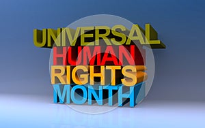 universal human rights month on blue photo